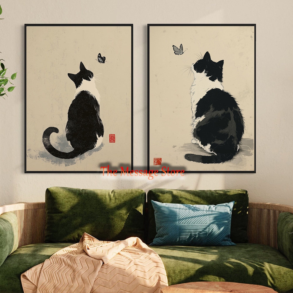 Japanese Minimalist Lifestyle - Black Cow Cat Japanese Minimalist Cat