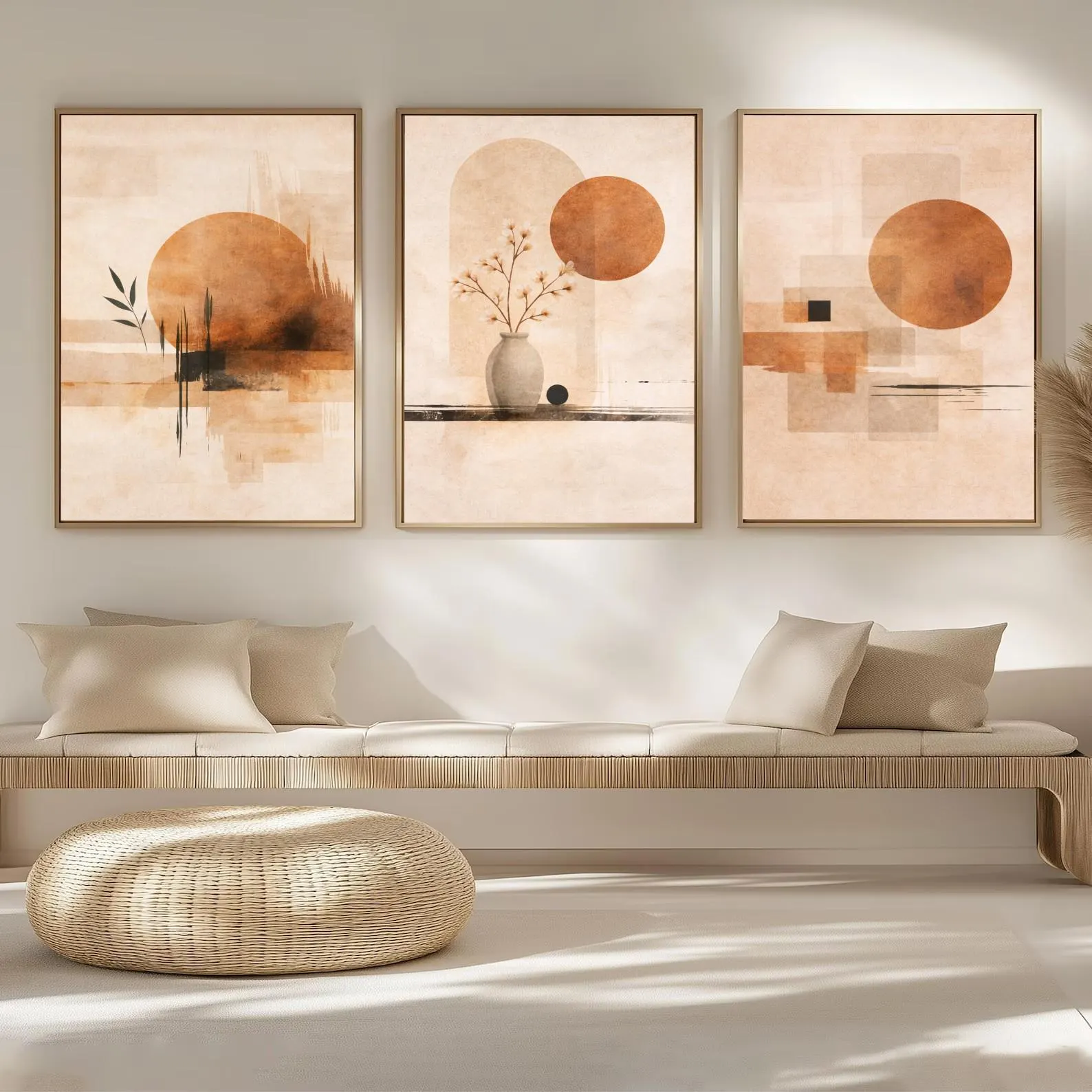 3PCS  Neutral Abstract Sun Pos - Japanese Minimalist Lifestyle ulasan dan harga
