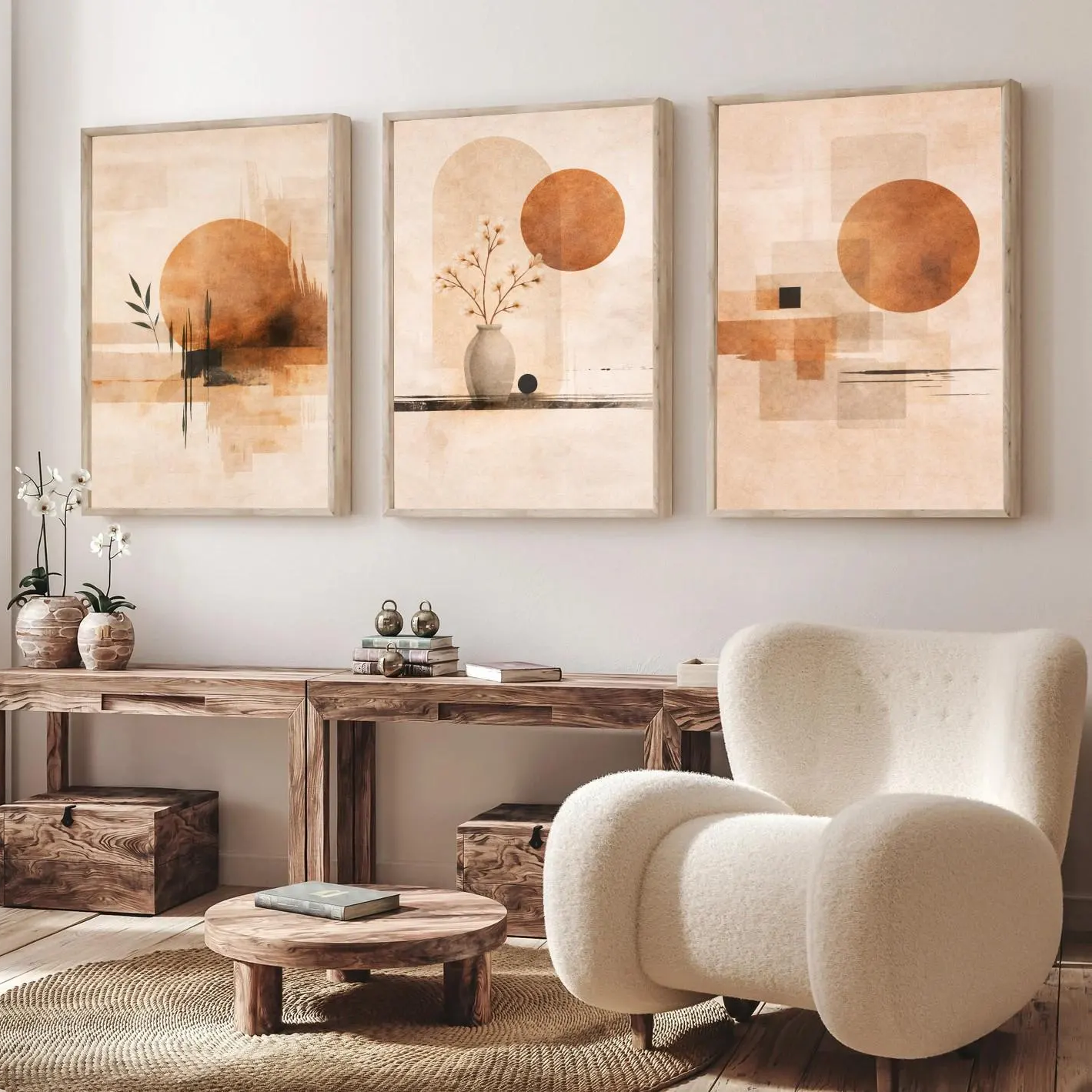 3PCS  Neutral Abstract Sun Pos - Japanese Minimalist Lifestyle ulasan dan harga