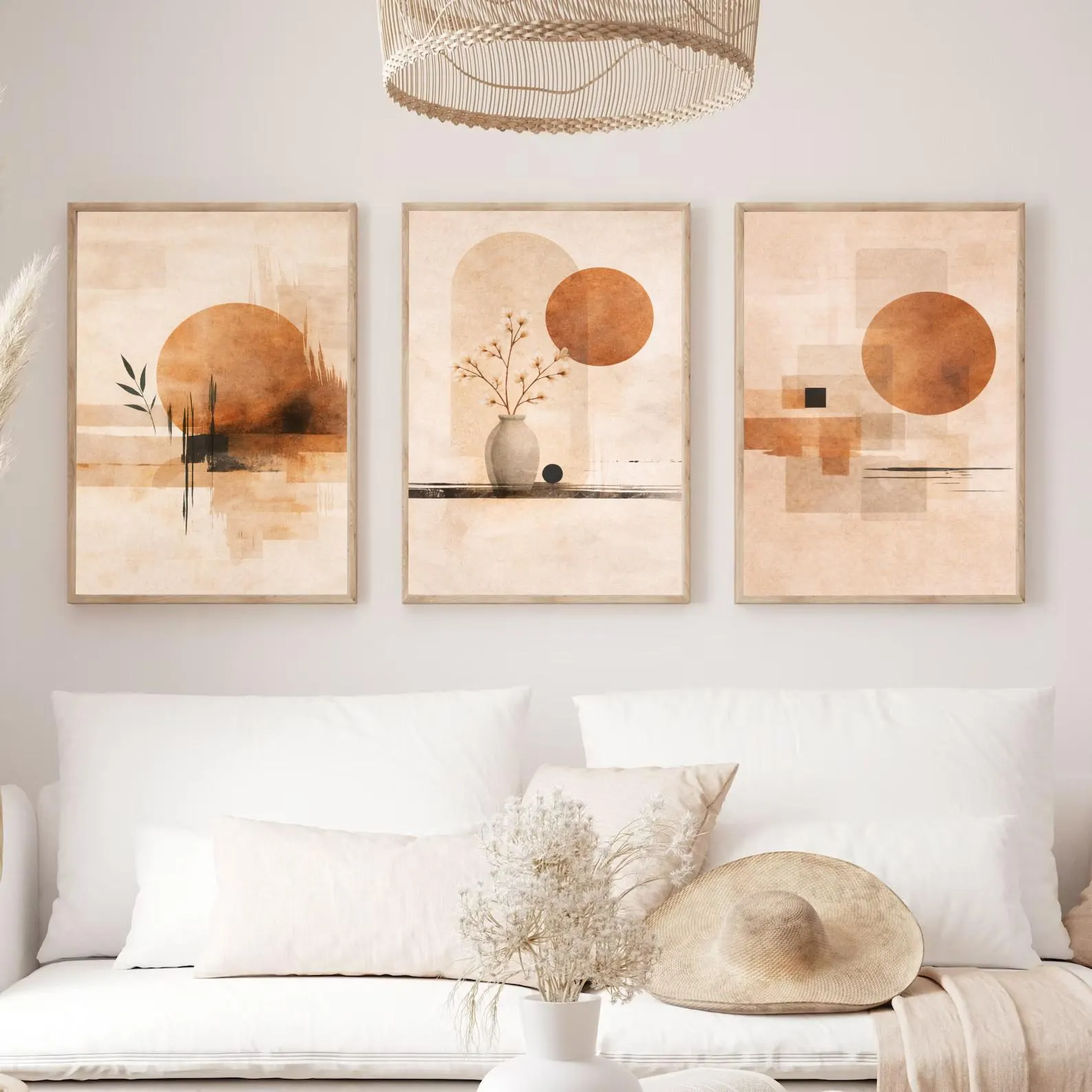 3PCS  Neutral Abstract Sun Pos - Japanese Minimalist Lifestyle ulasan dan harga