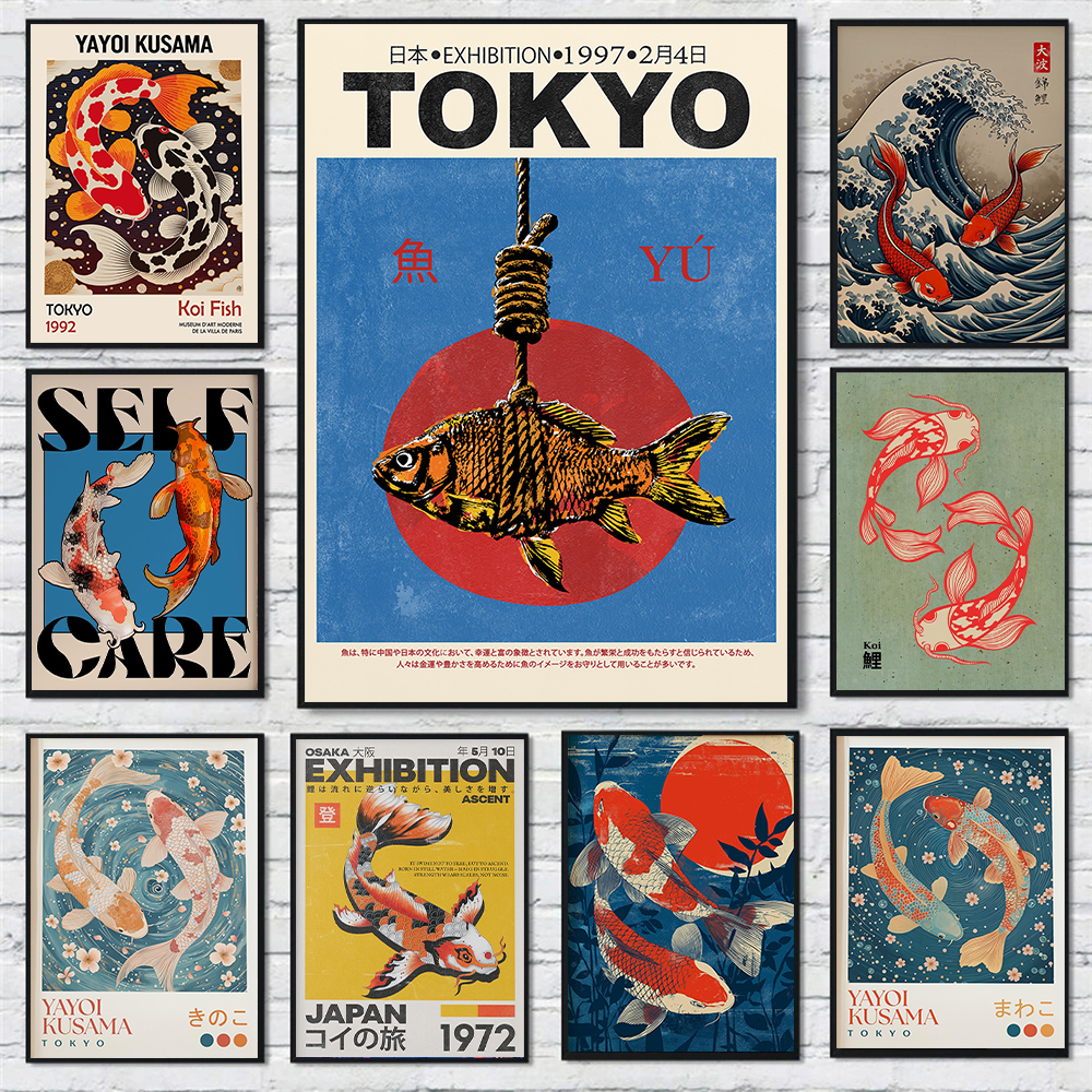 Koi Fish Poster Yayoi Kusama I - Japanese Minimalist Lifestyle ulasan dan harga
